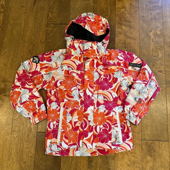 DECENT Ski Wear Jacket Pink Tropical Floral Pattern Size S from Japan - Picture 1 of 8